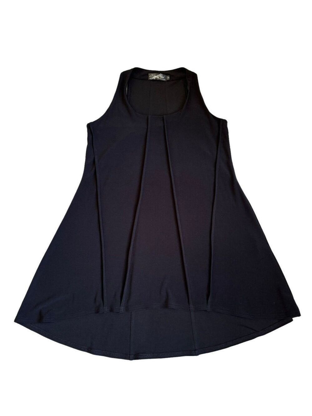 Sympli Made In Canada Black Sleeveless Hi Low Tunic Jersey Knit Top Sz 6